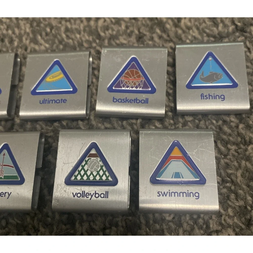 Boy Scout Cub Scout Belt 7 Mixed Merit Activity Slides Metal Badges